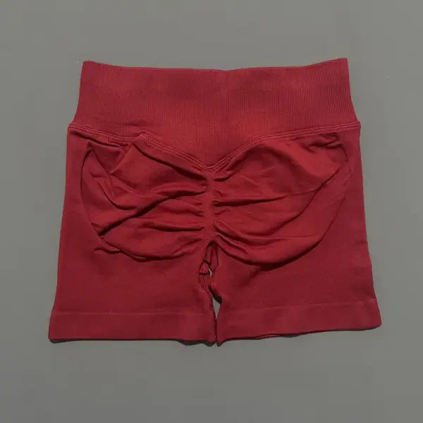 HISTELLO Seamless Yoga Shorts Small Polyamide Butt Lifting Activewear - Wine Red / L