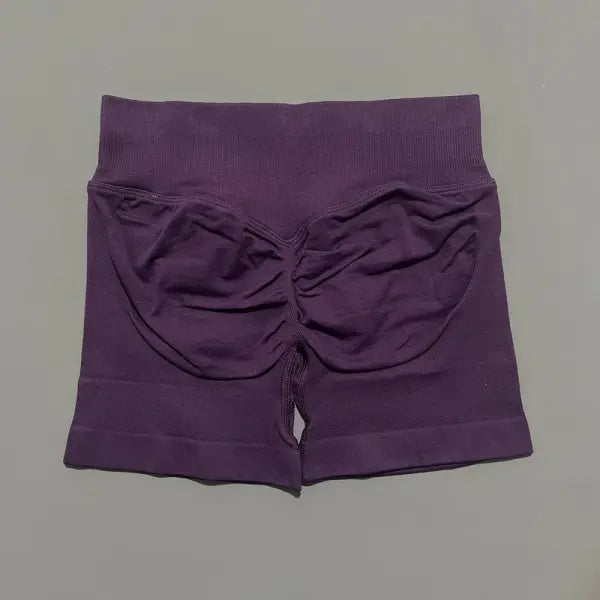 HISTELLO Seamless Yoga Shorts Small Polyamide Butt Lifting Activewear - Grape Purple / L