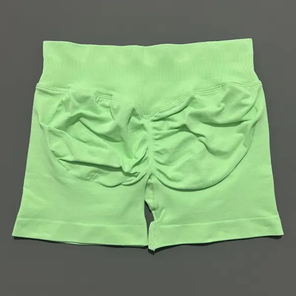 HISTELLO Seamless Yoga Shorts Small Polyamide Butt Lifting Activewear - Neon Lime / XS