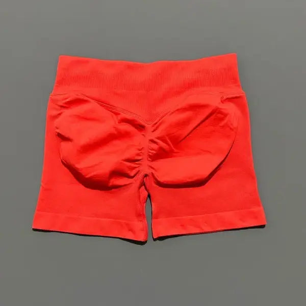 HISTELLO Seamless Yoga Shorts Small Polyamide Butt Lifting Activewear - Chili Red / S