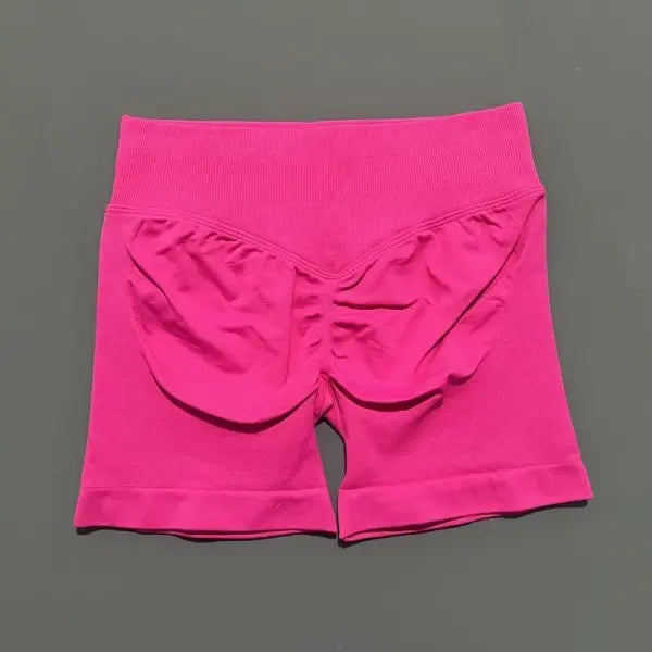 HISTELLO Seamless Yoga Shorts Small Polyamide Butt Lifting Activewear - Bright Fuchsia / XS