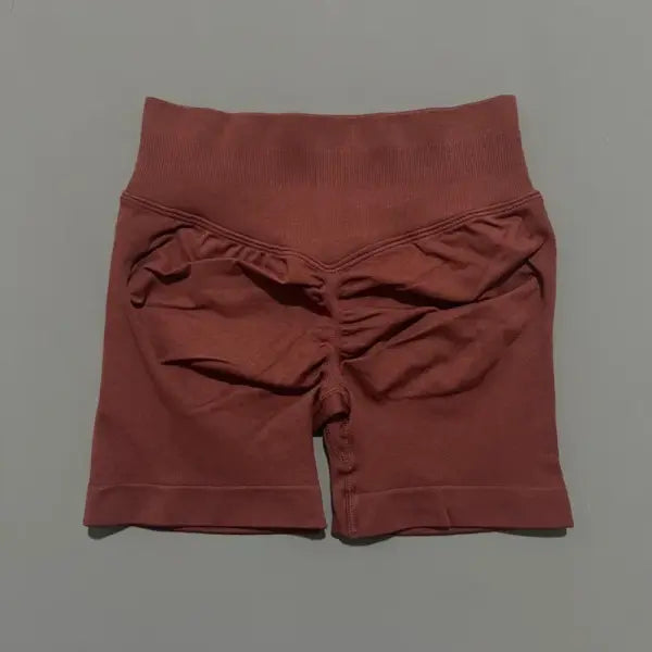HISTELLO Seamless Yoga Shorts Small Polyamide Butt Lifting Activewear - Brown / L