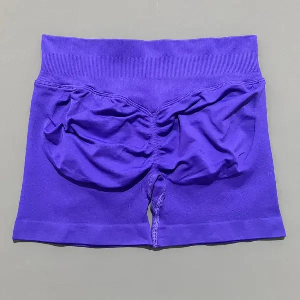HISTELLO Seamless Yoga Shorts Small Polyamide Butt Lifting Activewear - Ultra Violet / L