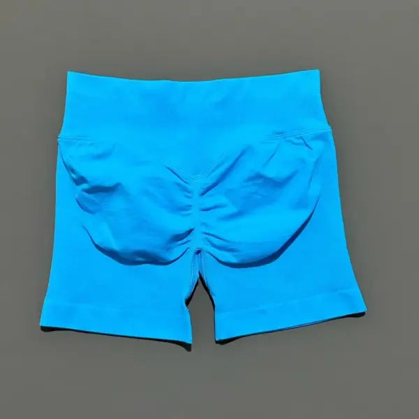 HISTELLO Seamless Yoga Shorts Small Polyamide Butt Lifting Activewear - Glacier Blue / XS