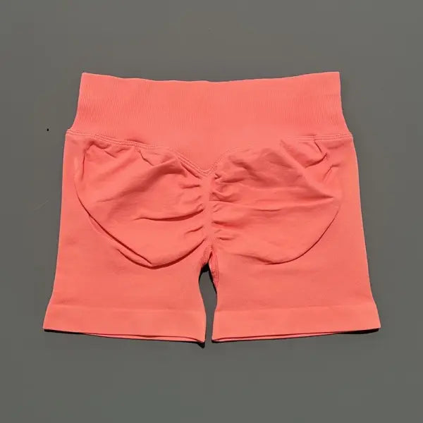 HISTELLO Seamless Yoga Shorts Small Polyamide Butt Lifting Activewear - Coral Pink / M