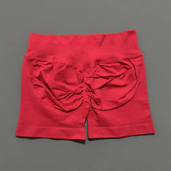 HISTELLO Seamless Yoga Shorts Small Polyamide Butt Lifting Activewear - Christmas Red / XS