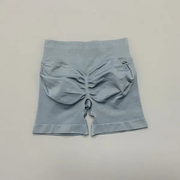 HISTELLO Seamless Yoga Shorts Small Polyamide Butt Lifting Activewear - Slate Gray / XS