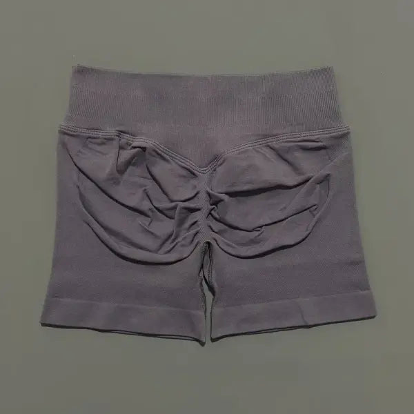HISTELLO Seamless Yoga Shorts Small Polyamide Butt Lifting Activewear - Mushroom Gray / XS