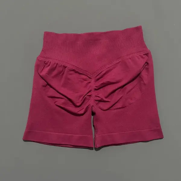 HISTELLO Seamless Yoga Shorts Small Polyamide Butt Lifting Activewear - Berry / XS