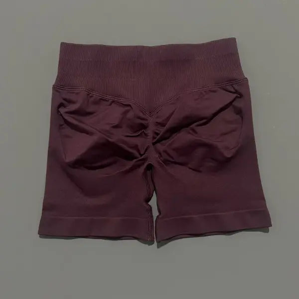 HISTELLO Seamless Yoga Shorts Small Polyamide Butt Lifting Activewear - Espresso / XS