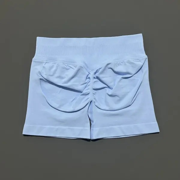 HISTELLO Seamless Yoga Shorts Small Polyamide Butt Lifting Activewear - Ice Blue / L