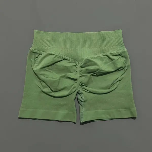 HISTELLO Seamless Yoga Shorts Small Polyamide Butt Lifting Activewear - Pistachio Green / L