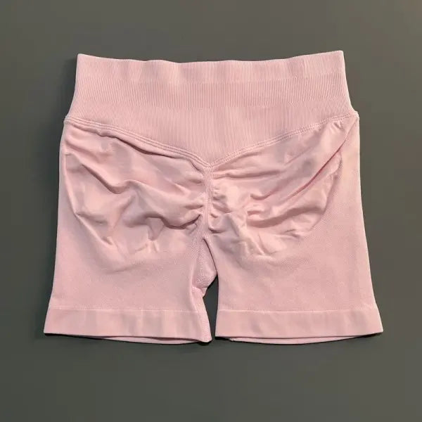 HISTELLO Seamless Yoga Shorts Small Polyamide Butt Lifting Activewear - Pink / S