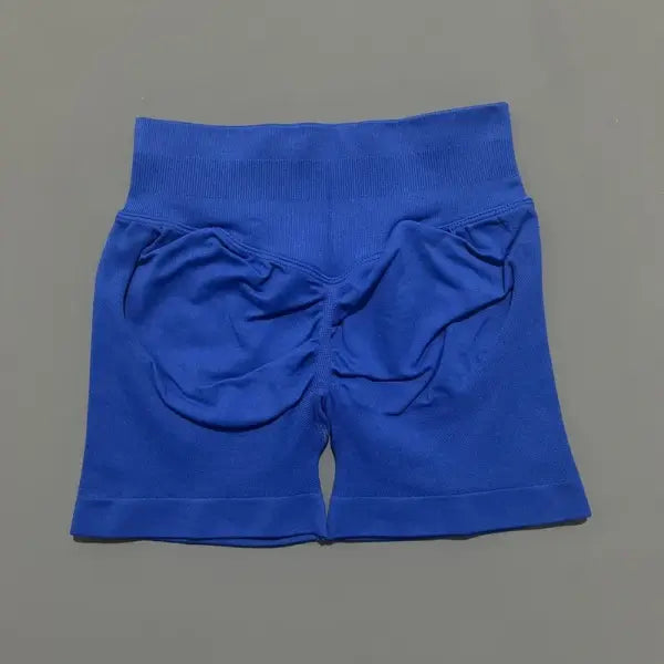 HISTELLO Seamless Yoga Shorts Small Polyamide Butt Lifting Activewear - Deep Sea Blue / XS