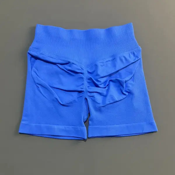 HISTELLO Seamless Yoga Shorts Small Polyamide Butt Lifting Activewear - Electric Blue / L
