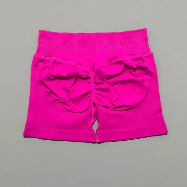 HISTELLO Seamless Yoga Shorts Small Polyamide Butt Lifting Activewear - Rose Red / XS