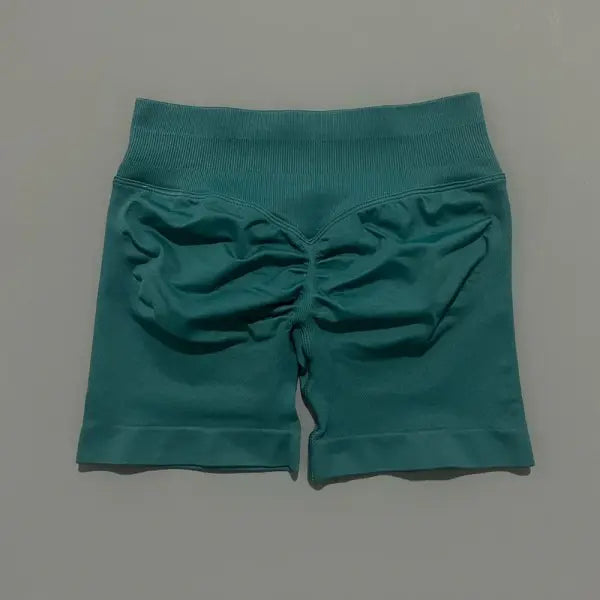HISTELLO Seamless Yoga Shorts Small Polyamide Butt Lifting Activewear - Pine Green / XS