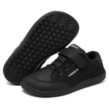HOBIBEAR Kids Wide Toe Barefoot Shoes Boys Girls Minimalist Sneakers Lightweight Hook Loop Mesh Artificial Leather
