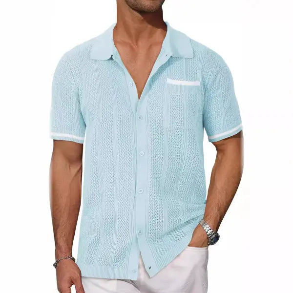 Hollow Breathable Jacket Hemp Summer Cardigan Plus Size Comfort - Sky Blue / L - None