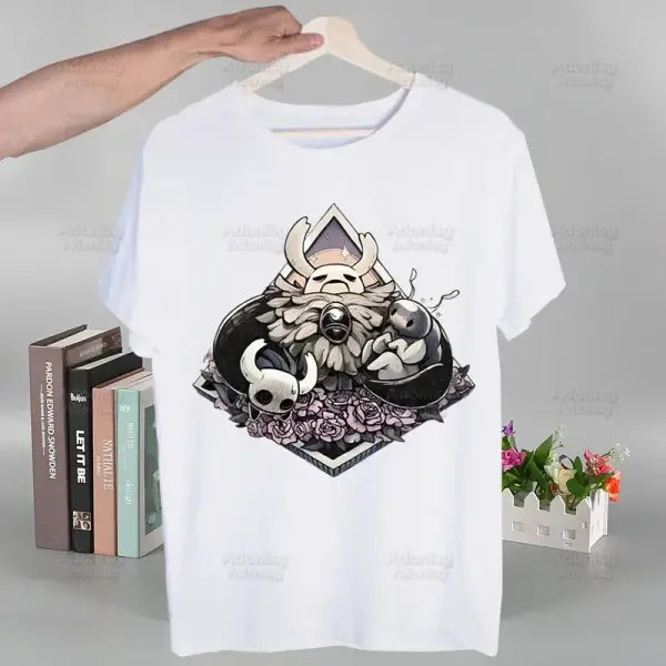 Hollow Knight T Shirt Fashion Print Tshirt Summer Mens Novelty Short Sleeve Game Cartoon Men T-shirt Men Funny Tops - H