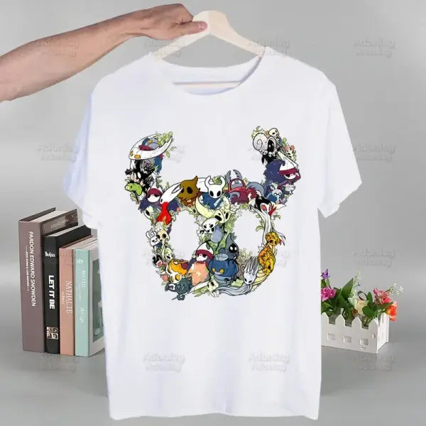 Hollow Knight T Shirt Fashion Print Tshirt Summer Mens Novelty Short Sleeve Game Cartoon Men T-shirt Men Funny Tops - K