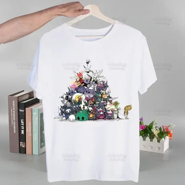 Hollow Knight T Shirt Fashion Print Tshirt Summer Mens Novelty Short Sleeve Game Cartoon Men T-shirt Men Funny Tops - D