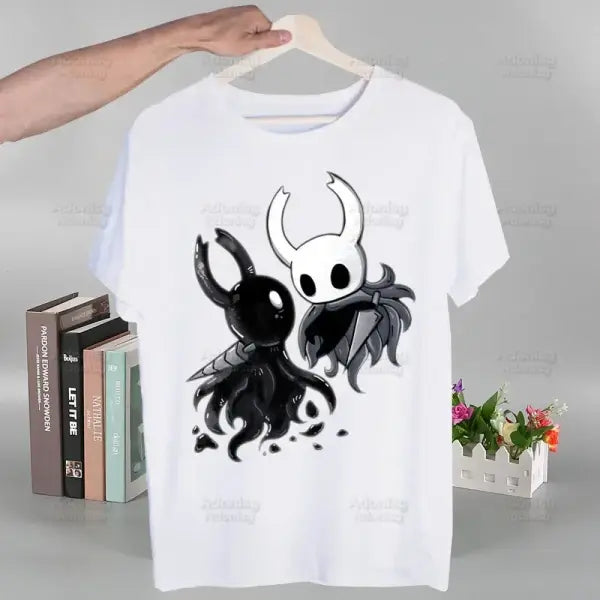 Hollow Knight T Shirt Fashion Print Tshirt Summer Mens Novelty Short Sleeve Game Cartoon Men T-shirt Men Funny Tops - B