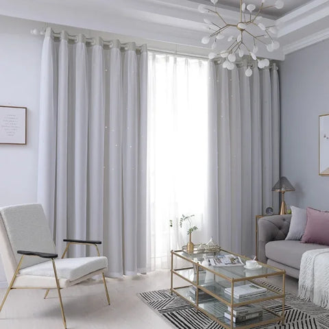 Hollow Out Star Room Darkening Curtain – Sky Wonder Cutout Drape