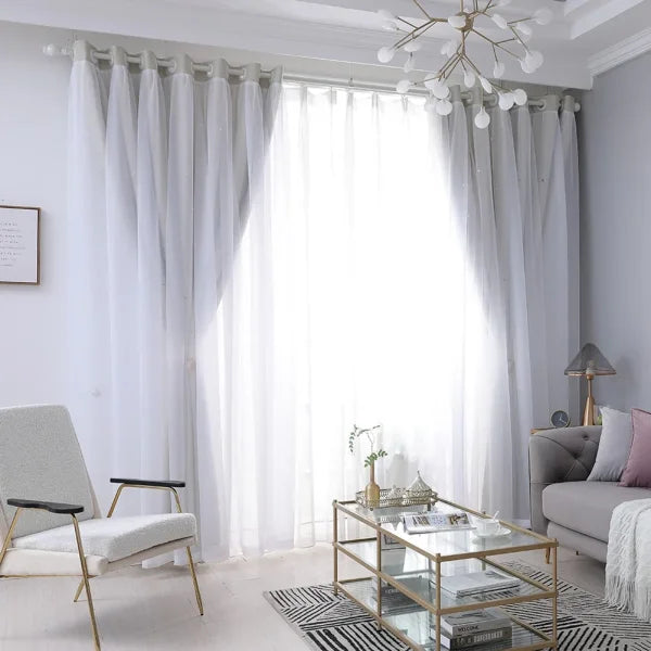 Hollow Out Star Room Darkening Curtain – Sky Wonder Cutout Drape - A1 / 101.6X213.4cm / United States
