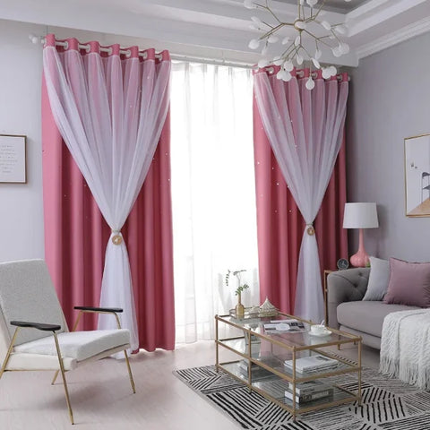 Hollow Out Star Room Darkening Curtain – Sky Wonder Cutout Drape - C1 / 101.6X213.4cm / United States