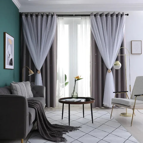 Hollow Out Star Room Darkening Curtain – Sky Wonder Cutout Drape - D1 / 101.6X213.4cm / United States