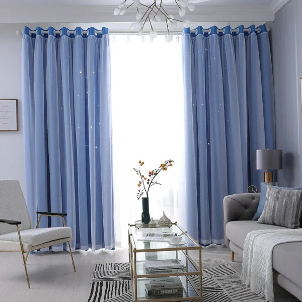 Hollow Out Star Room Darkening Curtain – Sky Wonder Cutout Drape - E1 / 101.6X213.4cm / United States