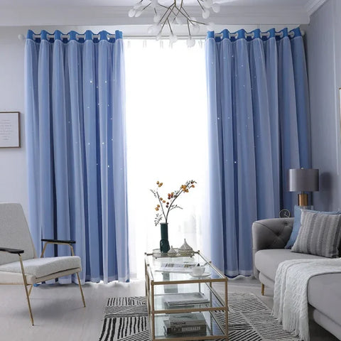 Hollow Out Star Room Darkening Curtain – Sky Wonder Cutout Drape - E1 / 101.6X213.4cm / United States