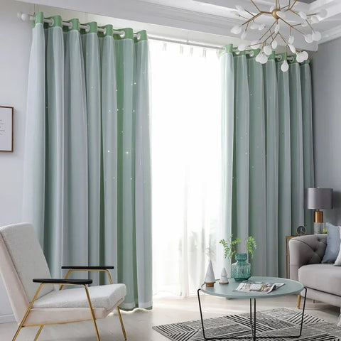Hollow Out Star Room Darkening Curtain – Sky Wonder Cutout Drape - F1 / 101.6X213.4cm / United States