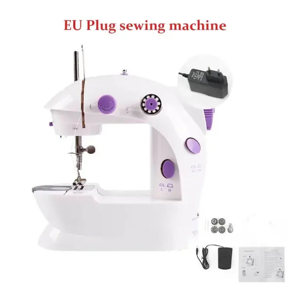 Home Appliances DIY Sewing Machine Small Desktop Fully Automatic Electric Mini Hand Sewing Clothes Portable - white EU