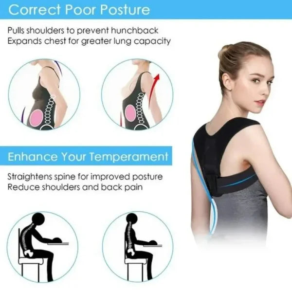 Home Back Posture Correction Belt for Hunchback and Shoulder Straightening - Himpall