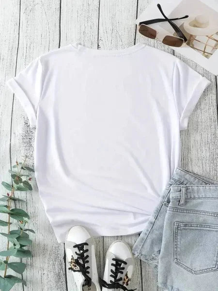 Home Plus Size T-Shirt with Sunflower and Letter Print Design - Himpall