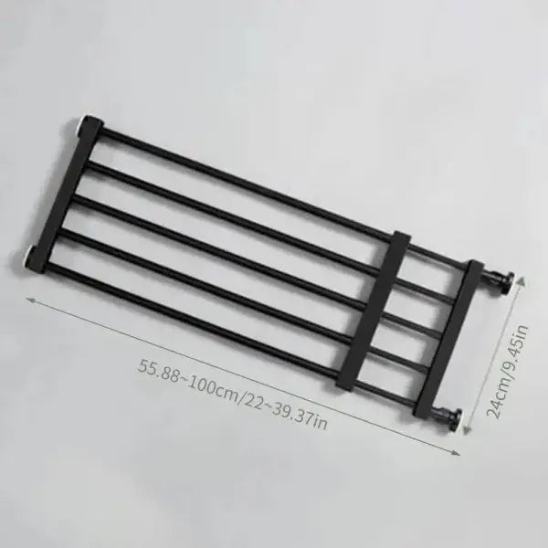 Black adjustable metal retractable baby gate for home safety