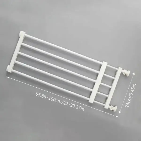 Adjustable white tension rod with parallel bars for home retractable baby gates
