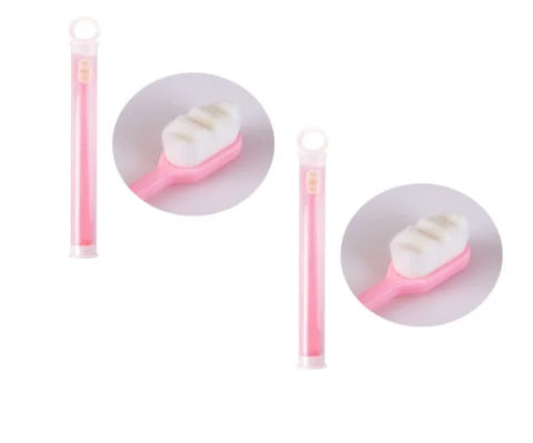 Home Ultra-Fine Toothbrush in Wavy Pink with Super Soft Bristles - Himpall