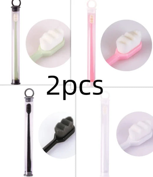 Home Ultra-Fine Toothbrush in Wavy Pink with Super Soft Bristles - Himpall