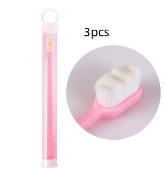 Home Ultra-Fine Toothbrush in Wavy Pink with Super Soft Bristles - Himpall