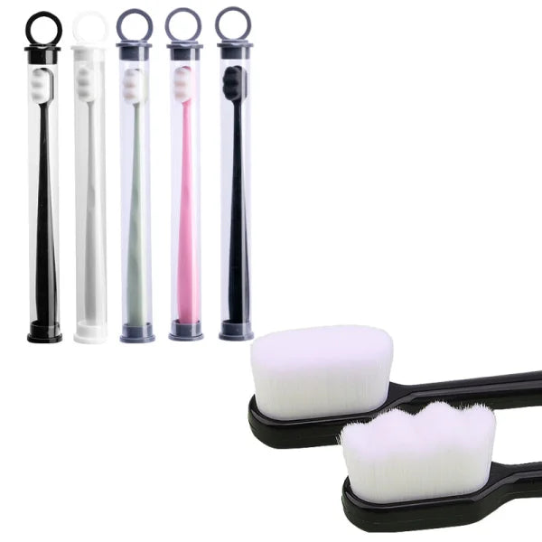 Home Ultra-Fine Toothbrush in Wavy Pink with Super Soft Bristles - Himpall