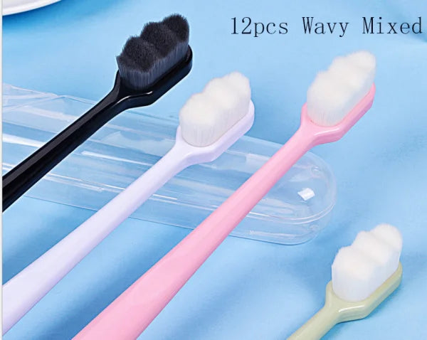 Home Ultra-Fine Toothbrush in Wavy Pink with Super Soft Bristles - Himpall