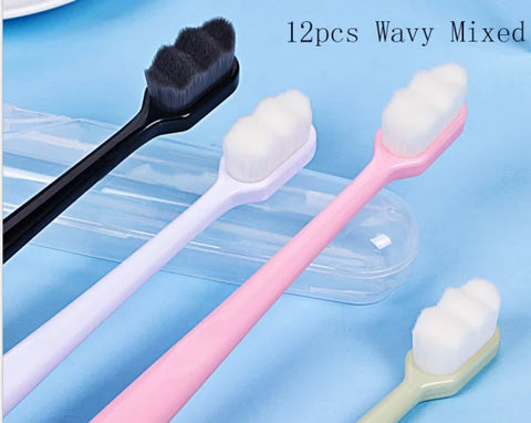 Home Ultra-Fine Toothbrush in Wavy Pink with Super Soft Bristles - Himpall