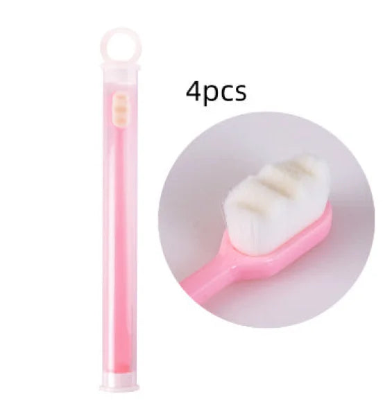 Home Ultra-Fine Toothbrush in Wavy Pink with Super Soft Bristles - Himpall