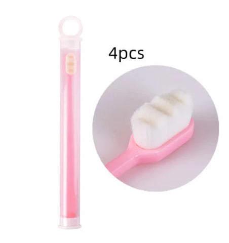 Home Ultra-Fine Toothbrush in Wavy Pink with Super Soft Bristles - Himpall