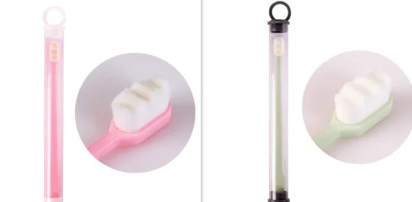 Home Ultra-Fine Toothbrush in Wavy Pink with Super Soft Bristles - Himpall