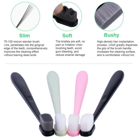 Home Ultra-Fine Toothbrush in Wavy Pink with Super Soft Bristles - Himpall