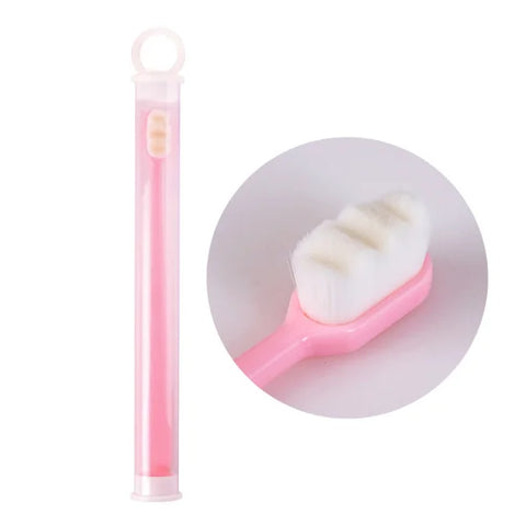 Home Ultra-Fine Toothbrush in Wavy Pink with Super Soft Bristles - Himpall